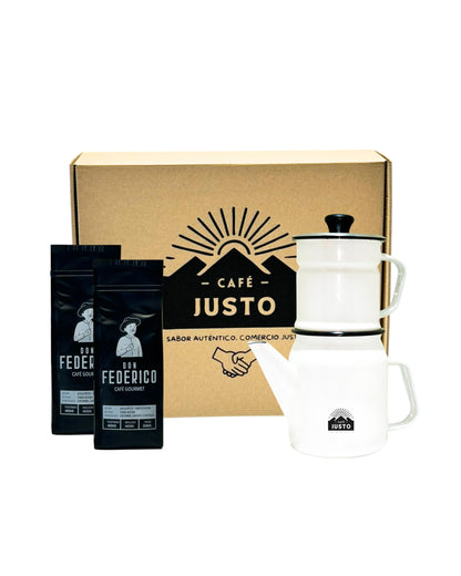 Box Navideño N°2 - 1 Cafetera Gota a Gota + 2 Bolsas de Cafe Don Federico x 250 grs