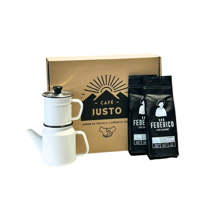 Box Cafetera N°2 - 1 Cafetera Gota a Gota + 4 Bolsas de Cafe Don Federico x 250 grs