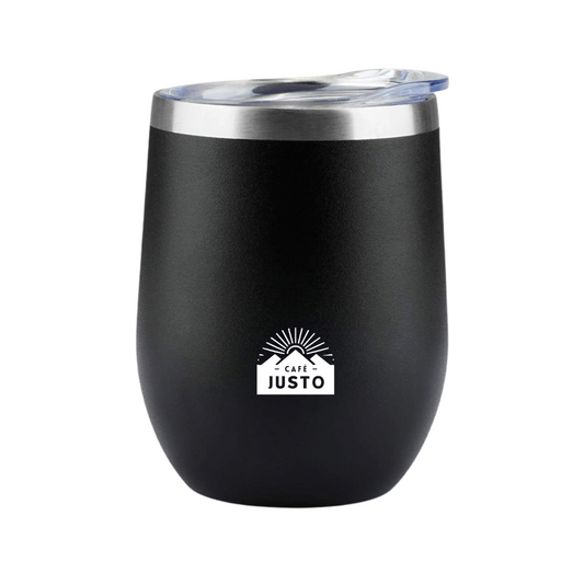 Café Justo®️ Vaso Térmico de Acero Inoxidable de Doble Capa - Conserva Frío y Caliente - 12 oz